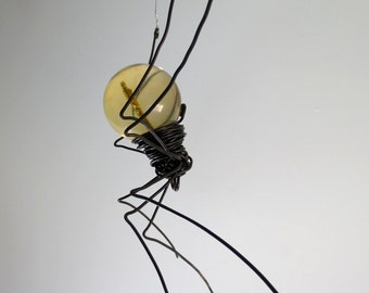 Pale Peach Sun Catcher Window Spider Hanging Art, Made to Order