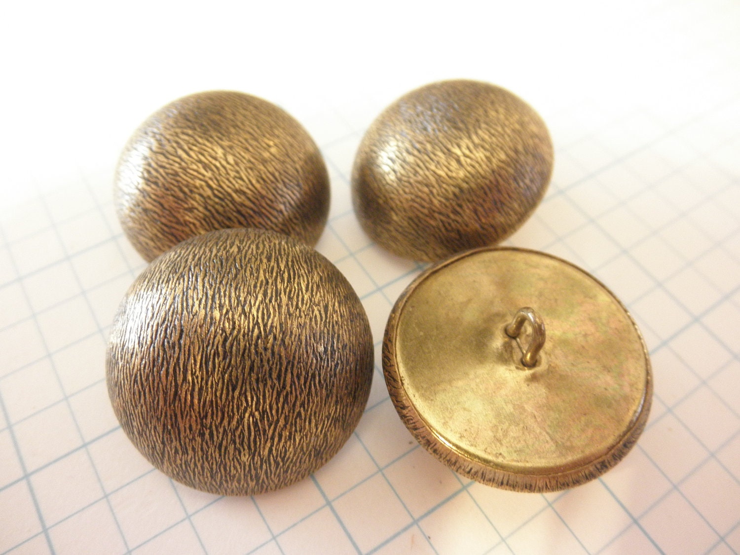 4 Metal Antique Gold Buttons 1 inch Half Round Great