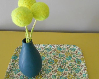 Neon Yellow Flowers - Neon home decor - Ombre - Pompom bouquet - Wool felt round ball blooms - Fluorescent home decor- Large pom pom flowers