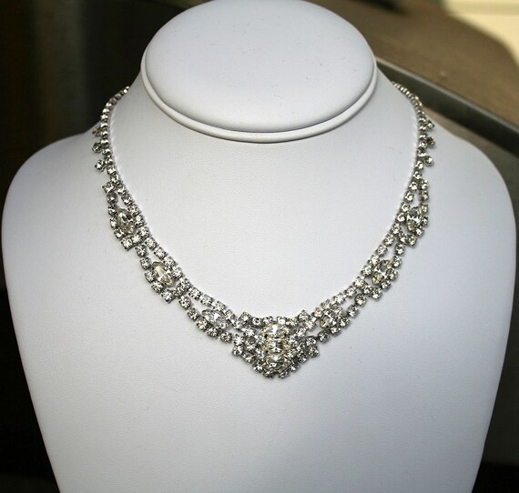 Vintage Kramer New York Rhinestone Necklace Bridal Wedding