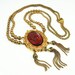 Vintage Amber Glass Reverse Intaglio Cameo Festoon Necklace
