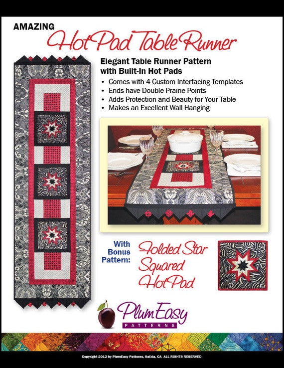 Amazing Folded Star Hot Pad Table Runner by quiltingbydeborah