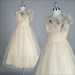 Vintage 1950s Dress . Ivory . Tulle . Gold Sequins . XS . 1780