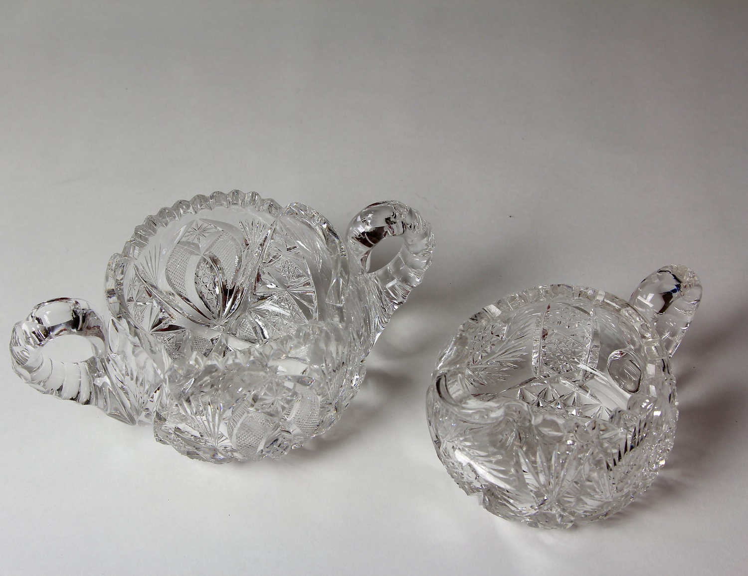 Antique Cream and Sugar Bowl Cut Glass American Brilliant