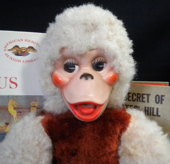 vintage stuffed monkey with rubber face