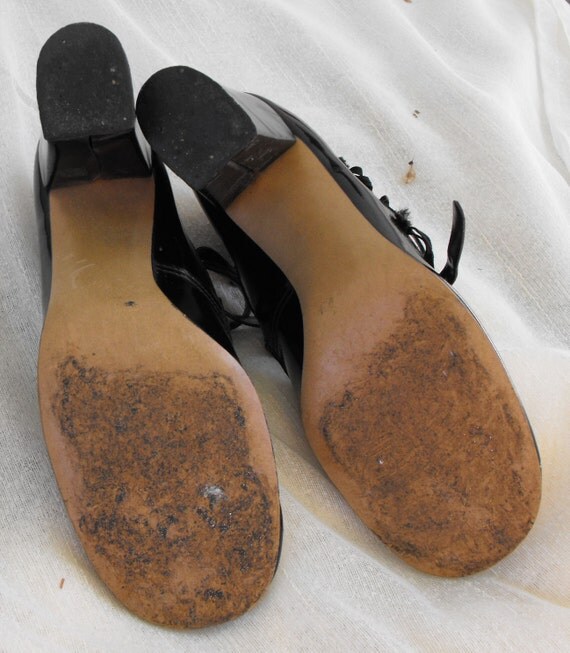 Vintage 60s Shoes Black Heels Gaymode 7 1/2 B