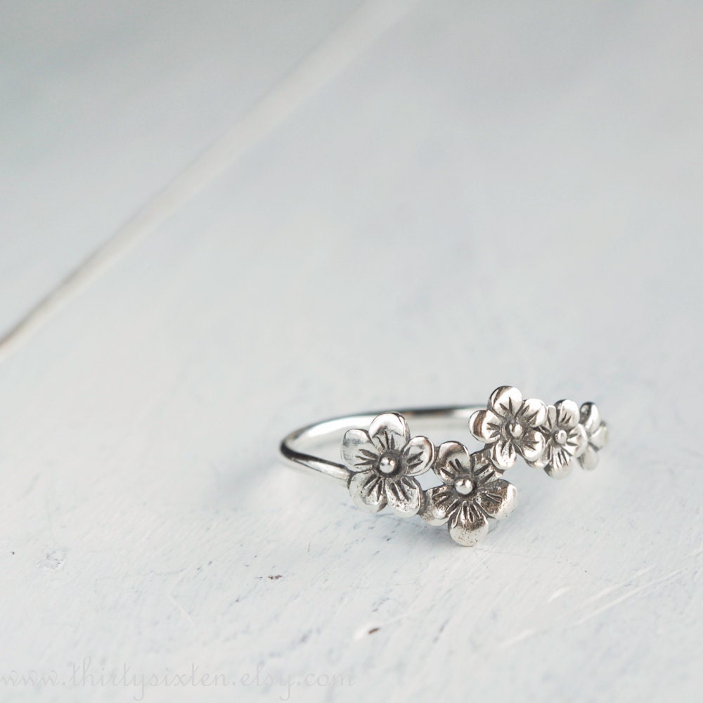 Cherry Blossom Ring Flower Ring Sterling Silver jewelry