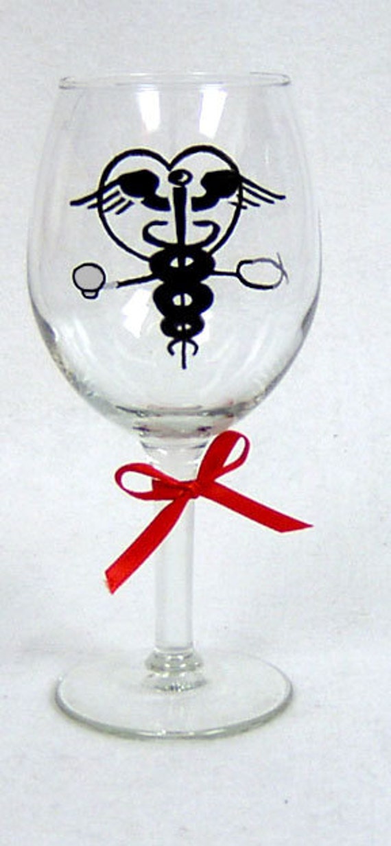 Wine Glass Medical Hand Painted