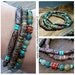 Fancy Jasper, Turquoise, and Copper OOAK Bracelet Stacks- Boho Stacker Stretch Bracelets -