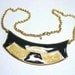 Vintage 60s Monet Gold Enameled Necklace w Modernist Design Centerpiece