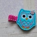 Owl Hair Clip - Felt Owl Turquoise with Pearl - Baby Clip