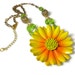 Bold Yellow Flower Statement Pendant, Upcycled Jewelry