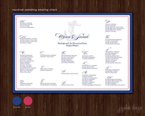 Nautical Wedding Seating Chart Wedding Seating by jujubeedesign