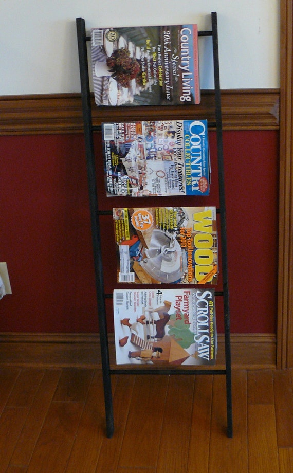handmade wood ladder magazine rack