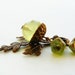Acorn Necklace Prehnite With Czech Glass Flowers And Vintaj Brass