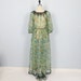 Vintage 1970's Long Sheer Green & Black Dress S/M