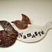 Namaste - Hanging Poetry Bird Wall Sculpture - Rustic Organic Stamped Asian Zen Welcome Pottery Plaque - Inspirational Ceramic Art Sign