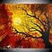 Original Painting 16 x 20 The Radiant Warmth Acrylic on Canvas Art Amber Elizabeth Graff Tree Silhouette Gold Brown Sun Sunshine Radiate