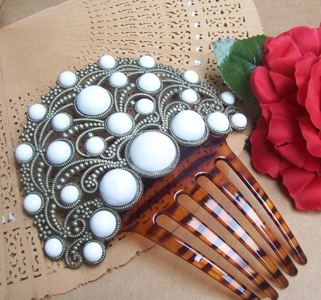 Vintage hair comb faux tortoise Spanish mantilla style hair