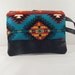 Native American print clutch - Cotton and leather - zipper pouch cosmetic bag