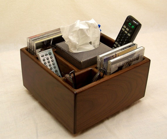 Coffee Table Caddy Walnut wood Smart organizer by BearcatWoodworks