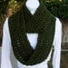 INFINITY LOOP SCARF..Dark Solid Green..Super-Soft, Lightweight..Crochet Knit Winter Ring Circle Cowl..Neck Warmer..Ready to Ship in 3 Days