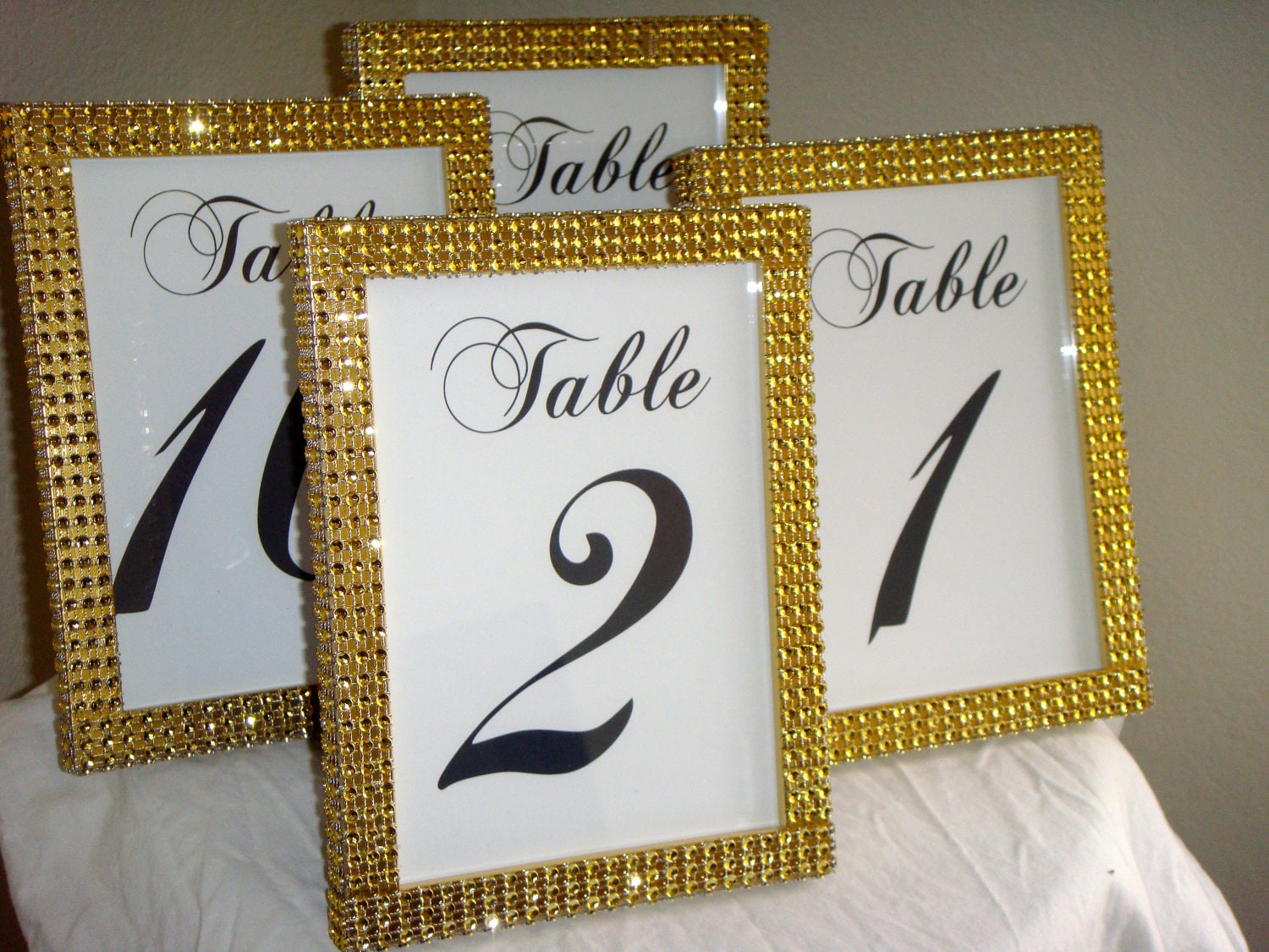Set of 10 Gold Rhinestone 5x7 Photo Frames Wedding or Special