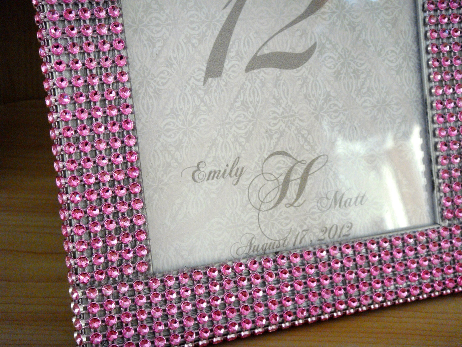 Set of 10 5 x 7 Pink Rhinestone Photo Frame Wedding or