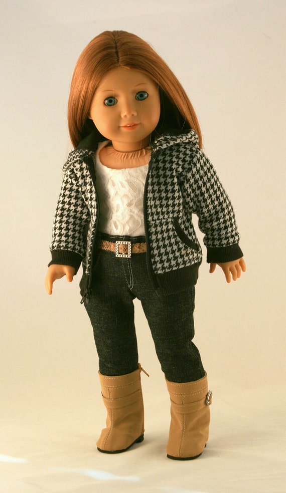 American Girl Doll Clothes Houndstooth Hoodie by Forever18Inches