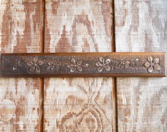 Carved Walnut Cherry Blossom Sign