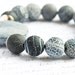 Natural Blue Gray Agate Bracelet. Stacking Bracelet. Sterling Silver. Frosted Black Stones. Chunky Statement Bracelet. Tribal Inspired. TAG
