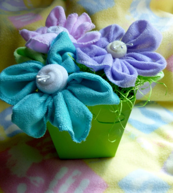 Baby Washcloth Flowers..Made from 3 Baby Washcloths...Baby