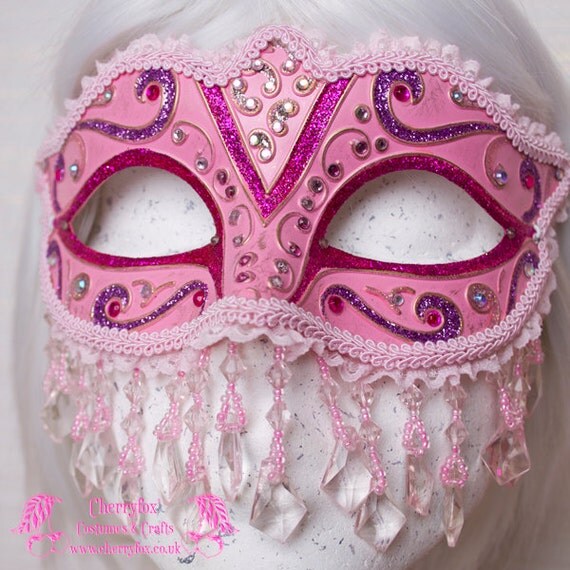 Pink Masquerade Mask 'Arabian Nights' Venetian