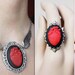 Set of Anatomical Heart Tattoo wings gothic necklace and adjustable ring