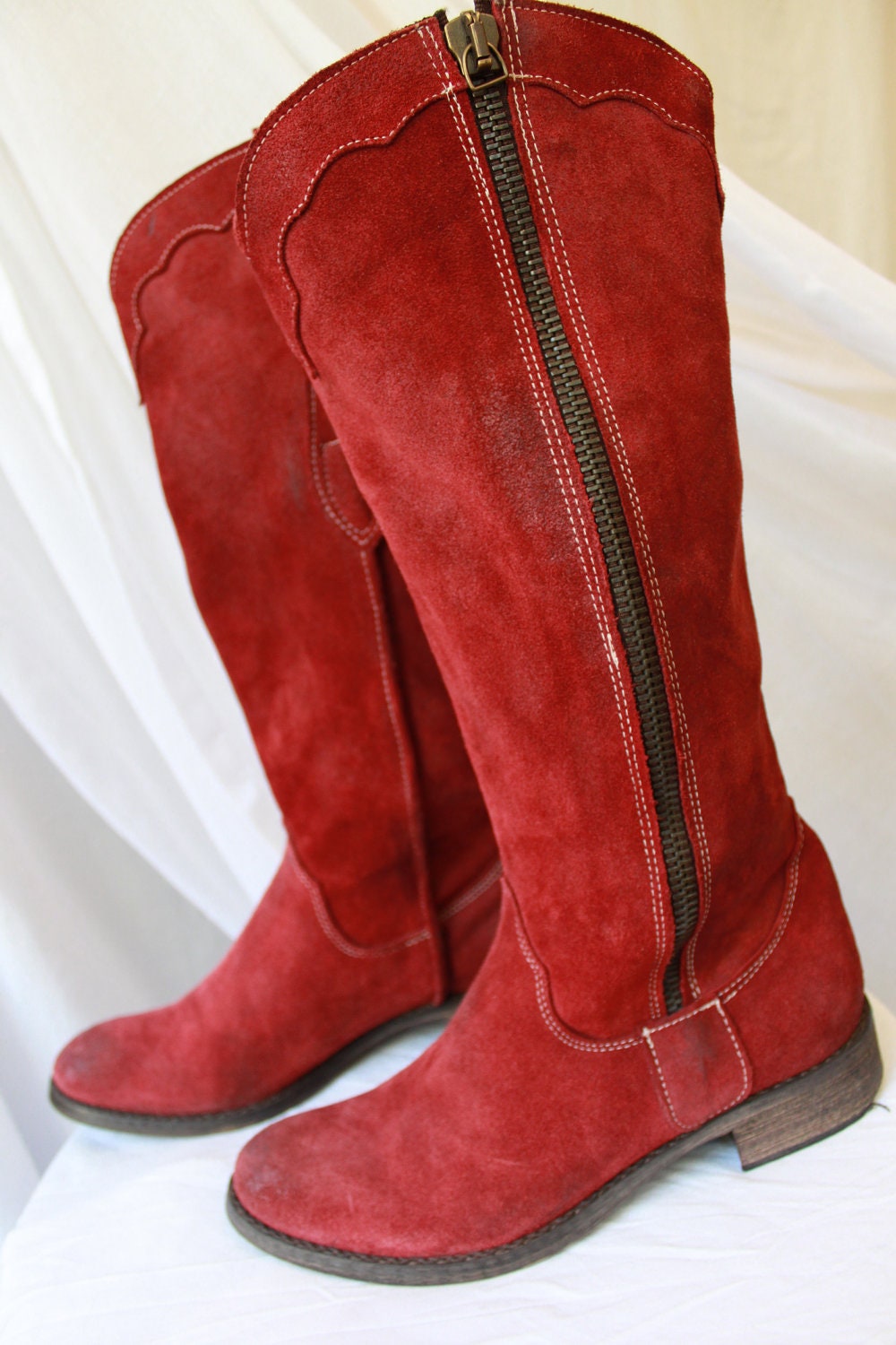 Vintage Womens Red Leather Boots by Vera Gomma by myswagshack