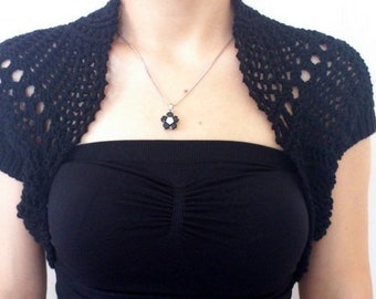Elegant Black Shrug-Knitting Shrug - Any Season-Black Bolero-New Item
