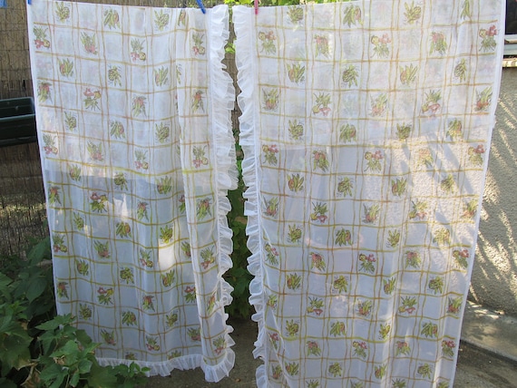 sheer kitchen curtains french cafe curtains by HatchedinFrance