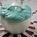 Teal Aqua and White Unique Leaf Art Deco Dish / Covered Dish / Teal and White / Teal Dish / Bath Decor