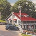 Linen Postcard Mohawk Trail Greenfield Massachusetts Postcard MA Rockledge Restaurant Fun Tourist Scene with Old Cars - Vintage Restaurant