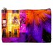Paris Cosmetic Bag, Purple and Yellow makeup Bag, large makeup bag, postage stamp cosmetic makeup bag, paris, flower cosmetic bags