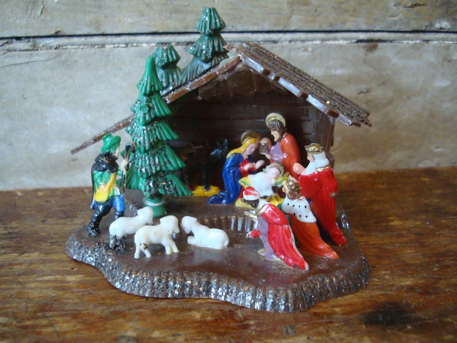 Vintage Nativity Scene Plastic 1960's or earlier
