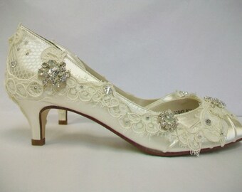 Vintage Lace Wedding Shoes - Lace shoes - Lace Bridal Shoes - Lace ...
