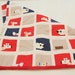 OOAK baby quilt blanket playmat ANIMALS japanese red navy blue tan white organic ready to ship