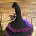 Crochet halloween witch hat costume, child to adult with spider and flower, halloween witch hat