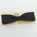 Vintage Black Silk Narrow Bowtie Clip Style In Plastic Case