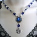 Saphire Glow Pentacle Necklace, wiccan jewelry witch pagan witchcraft magic occult metaphysical new age goth gypsy