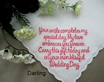 Custom Wedding Gift Ideas for your Flower Girl. Wedding Hankie, Gift Ready, Embroidery - A Personalized Hankerchief for her wedding
