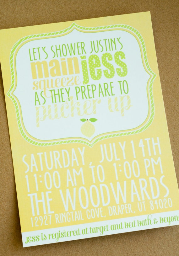 Lemon Bridal Shower PRINTABLE DIY 'Pucker Up' Invitation by Love The Day Il_570xn