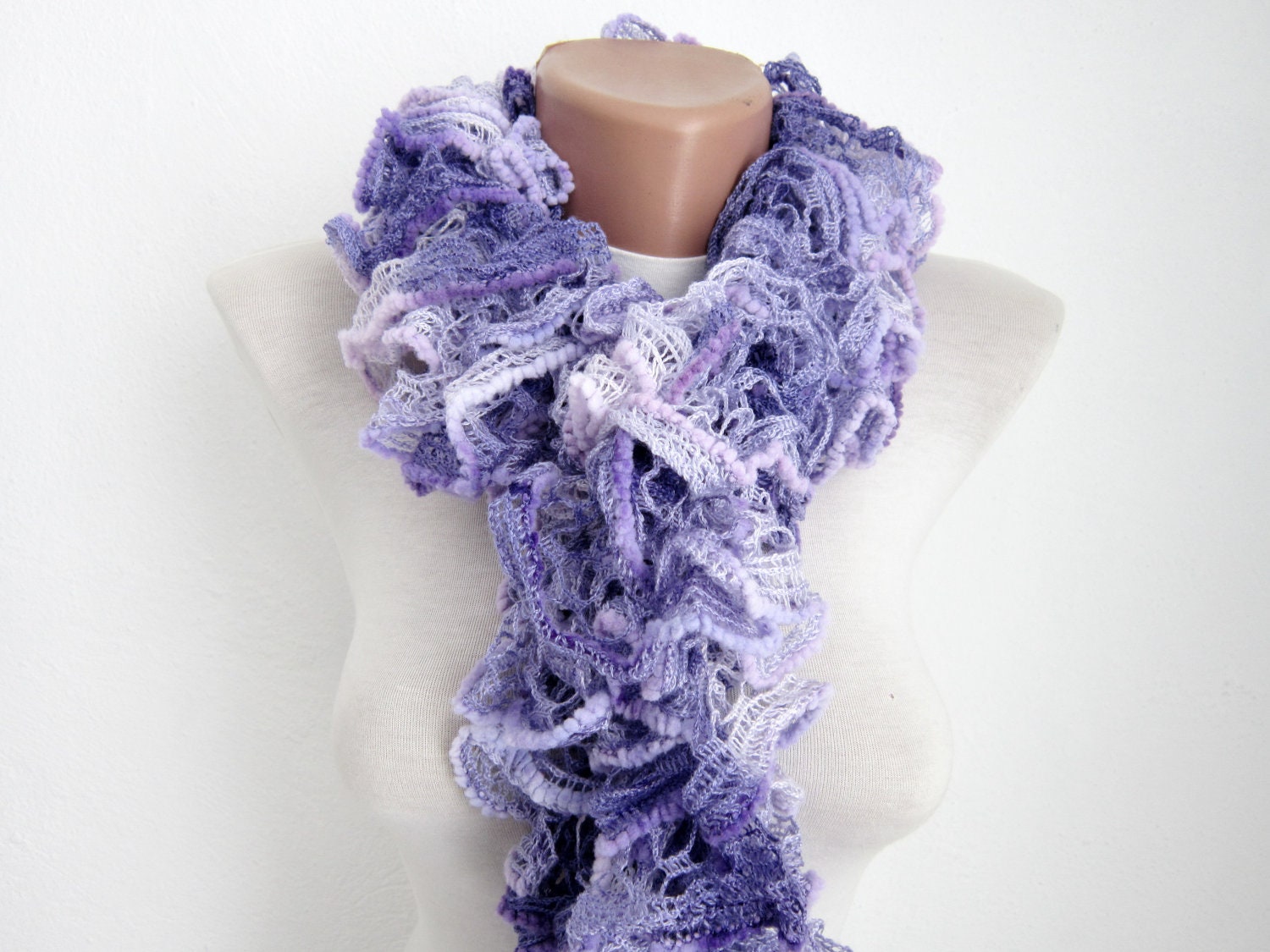 Knit Frilly Scarf Ruffle Scarf Frilly Scarf Lace by scarfnurlu