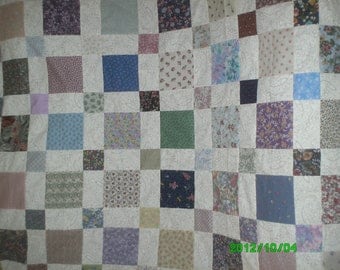 Free Shipping! Squares and Squares quilt top, backing and border. Twin size 74 by 86 inches
